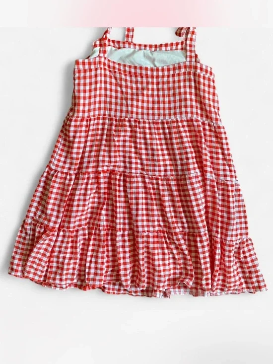 Pink Lily Red Gingham Tie-Strap Tiered Sundress for Girls - Picture 3 of 4